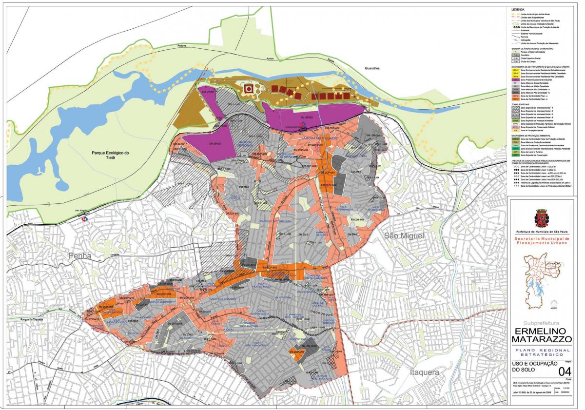 Harta Ermelino Matarazzo São Paulo - Ocupație a solului