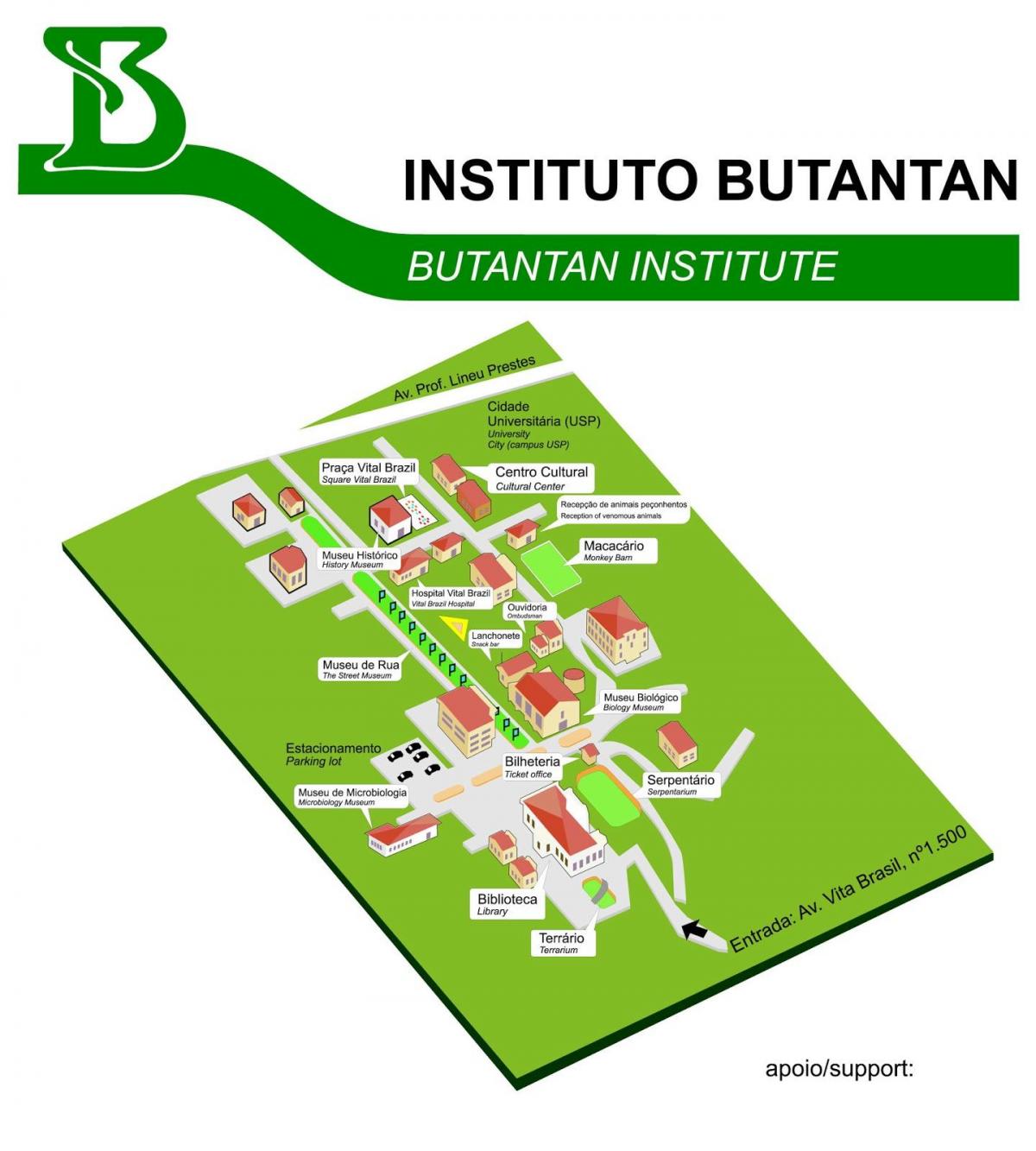Harta de institutul Butantan