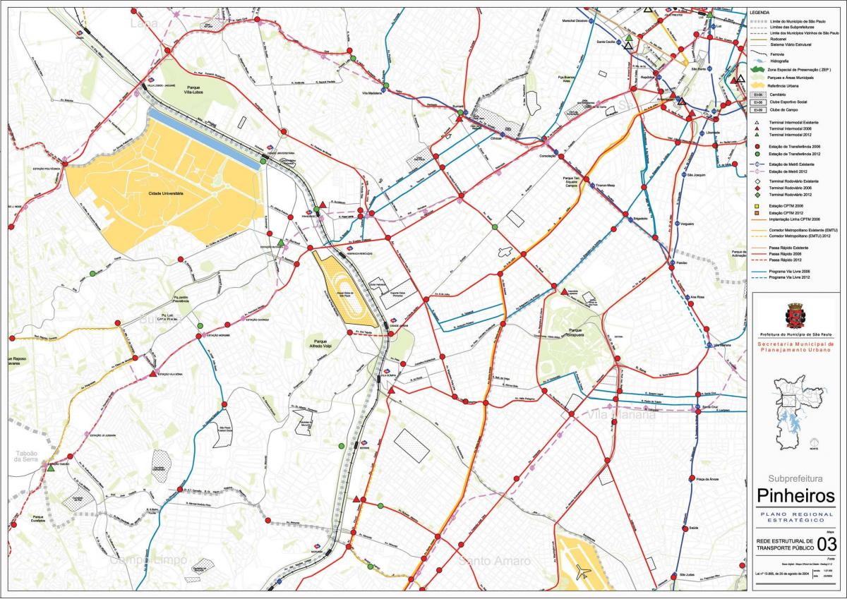 Harta Pinheiros São Paulo - transportul Public