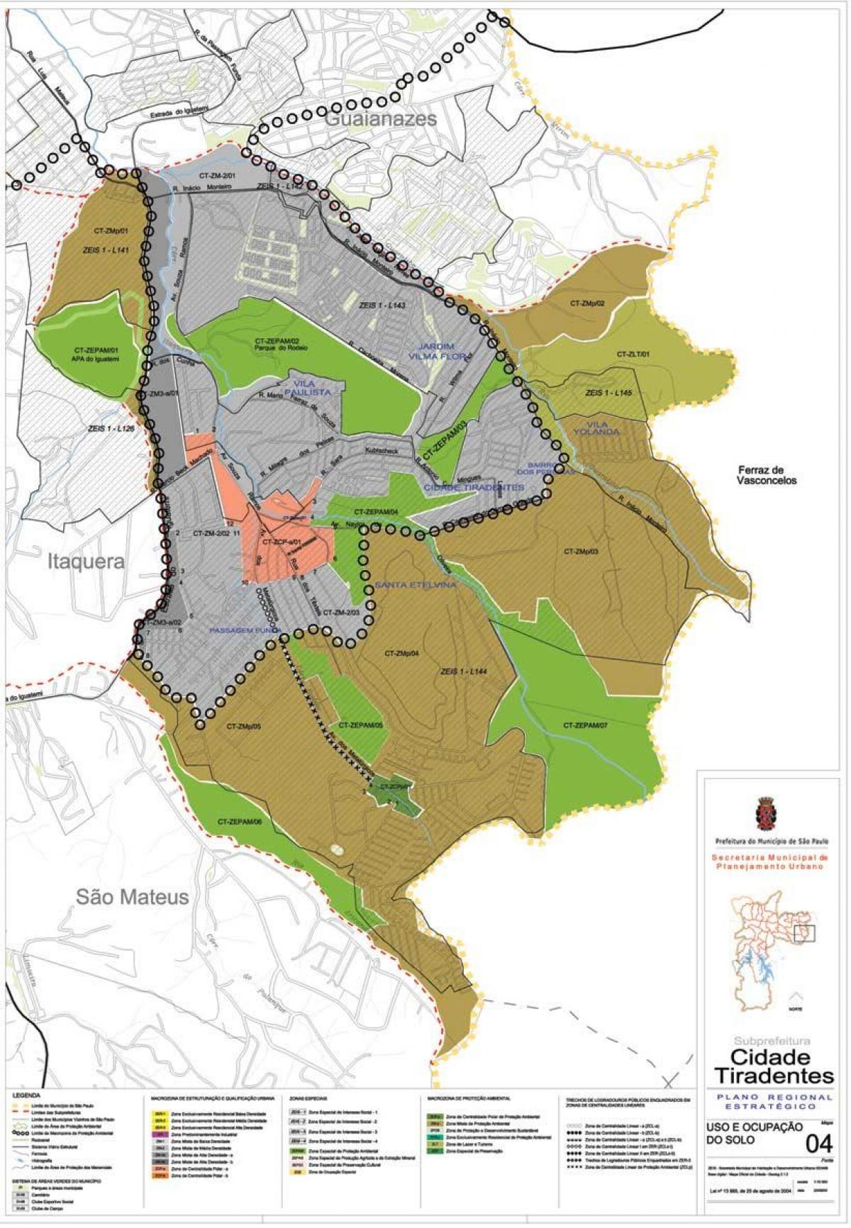 Harta Tiradentes São Paulo - Ocupație a solului
