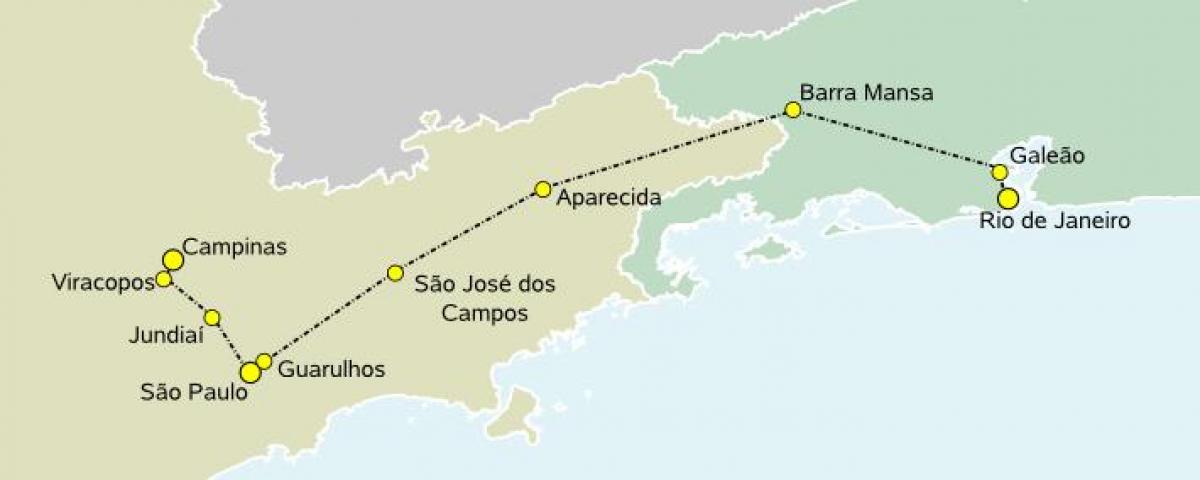 Harta de tren de mare viteză São Paulo