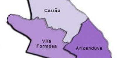 Harta Aricanduva-Vila Formosa sub-prefectura