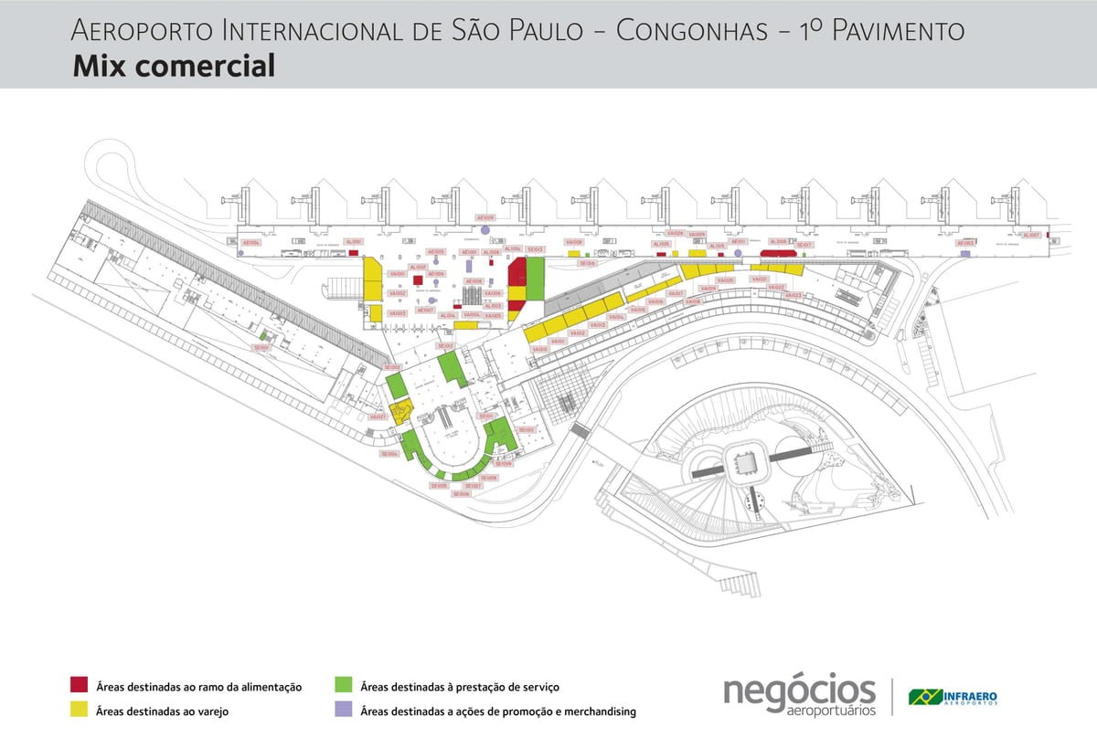 Harta Congonhas aeroport - Etaj 1