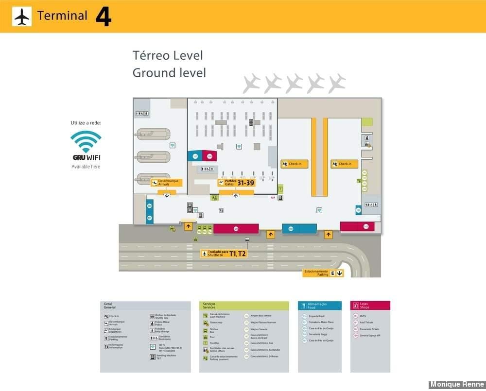 Harta de aeroportul internațional São Paulo-Guarulhos - Terminal 4
