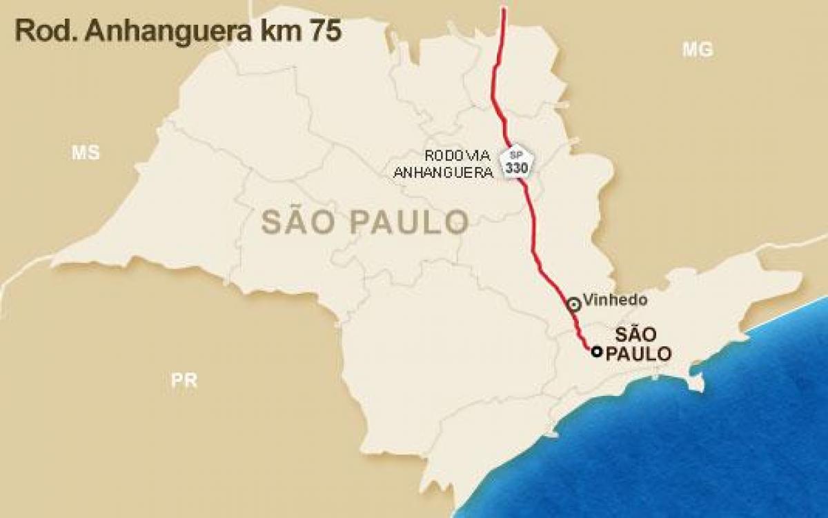Harta Anhanguera autostrada - SP 330
