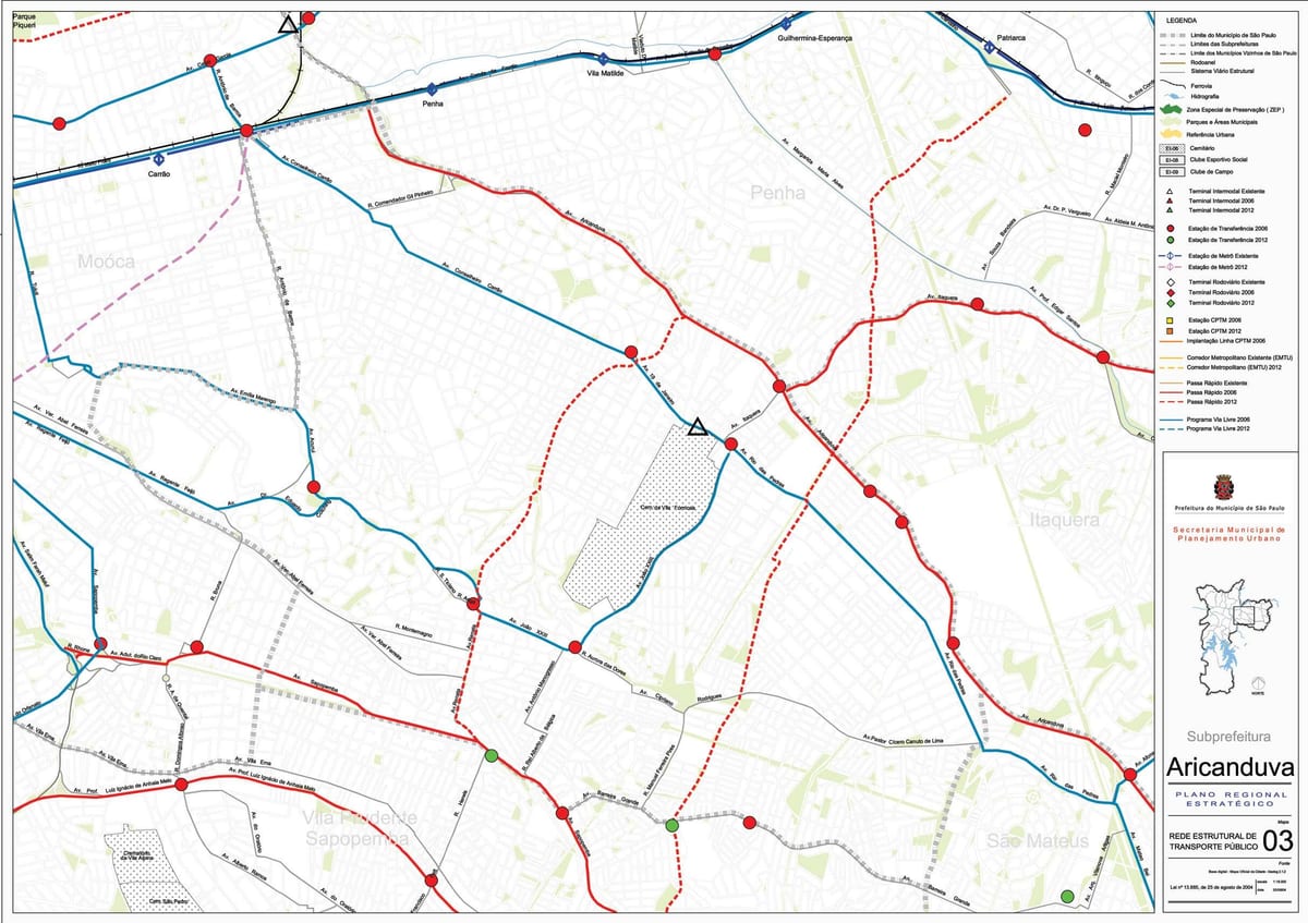 Harta Aricanduva-Vila Formosa São Paulo - transportul Public