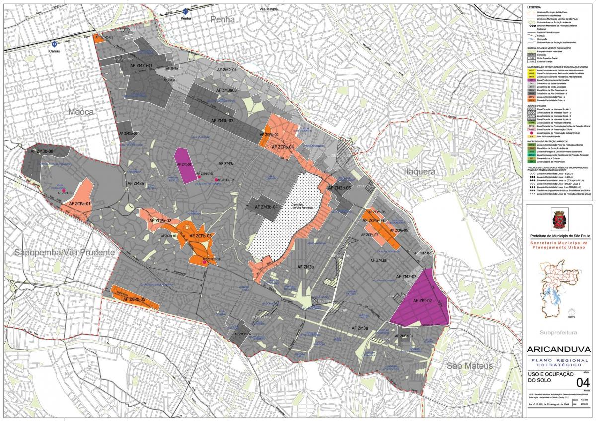 Harta Aricanduva-Vila Formosa São Paulo - Ocupație a solului