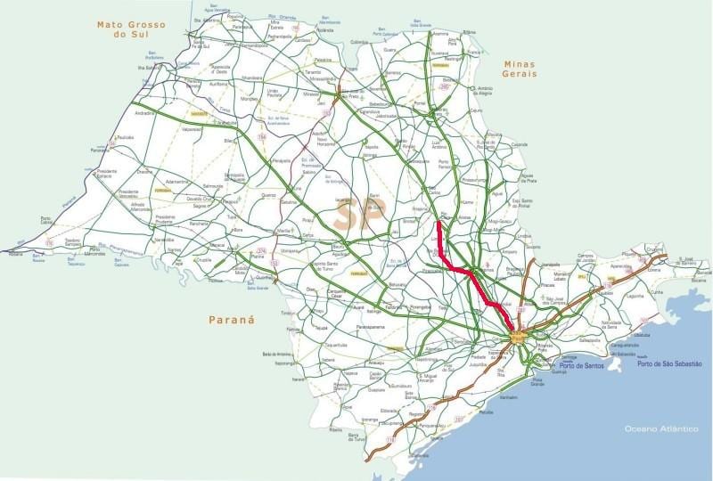 Harta Bandeirantes autostrada - SP 348