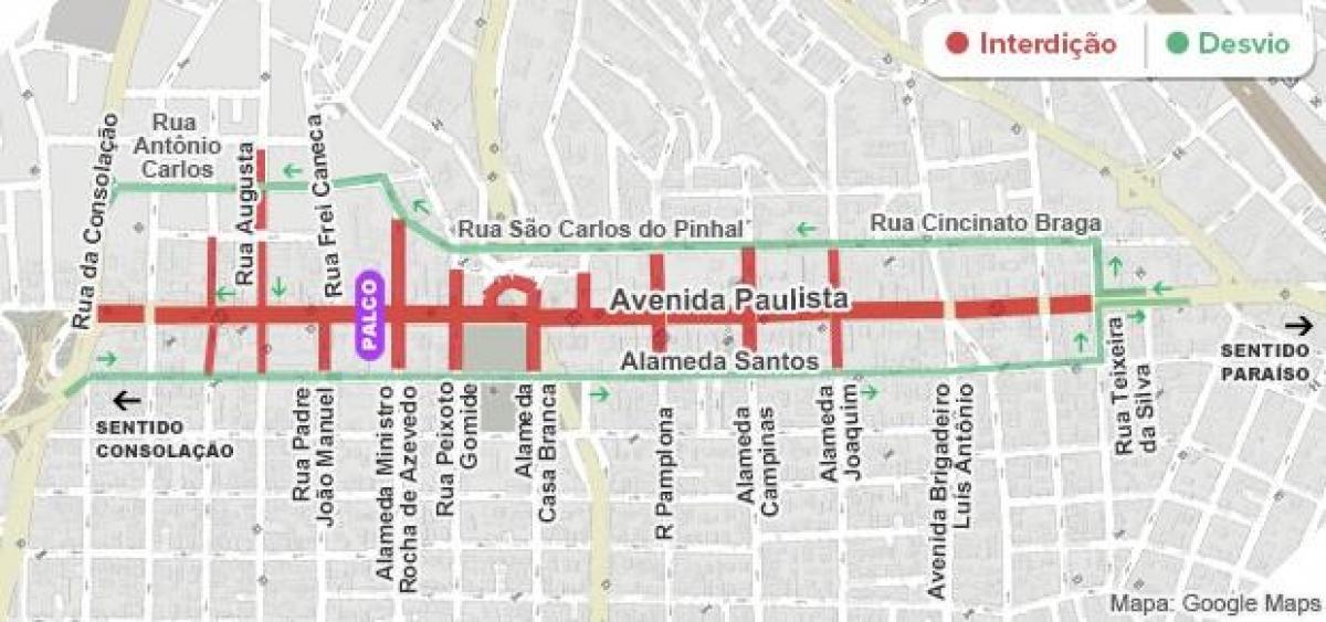 Harta de bulevardul Paulista São Paulo