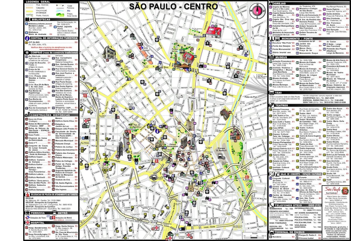 Hartă din centrul orasului São Paulo