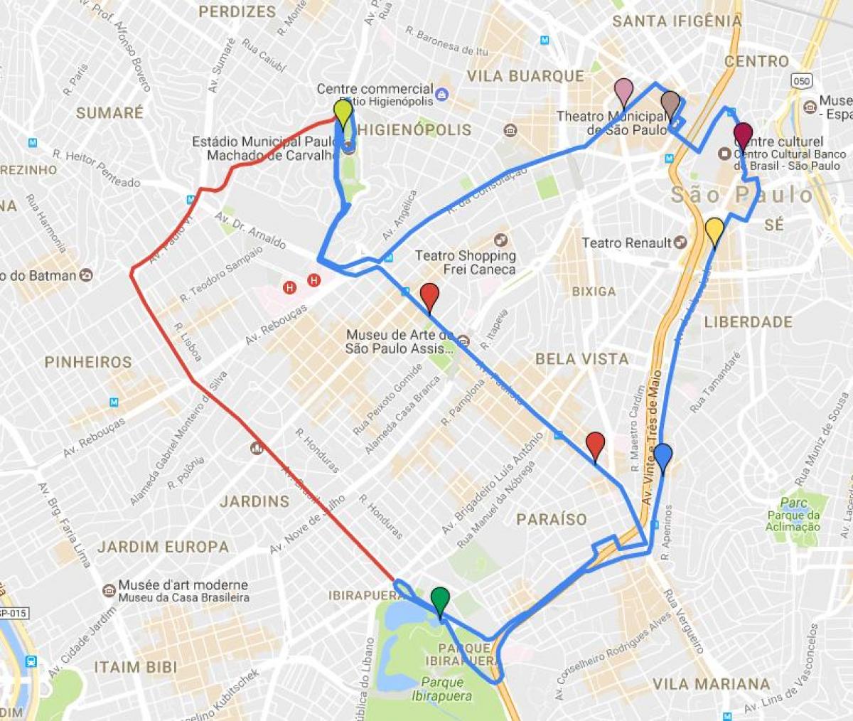 Harta circulară turismo São Paulo - Linii