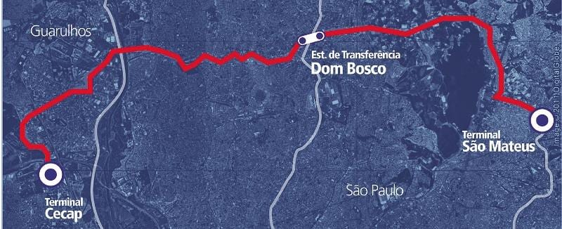 Harta coridor BRT metropolitano Perimetral de Est