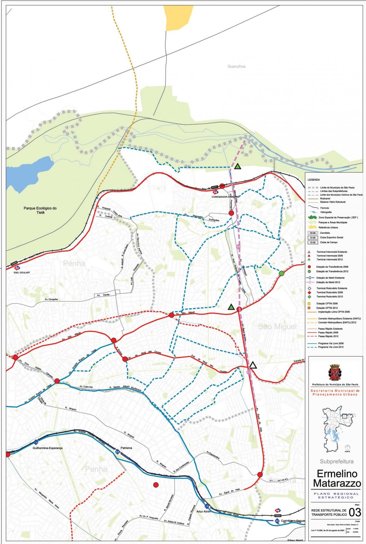 Harta Ermelino Matarazzo São Paulo - transportul Public