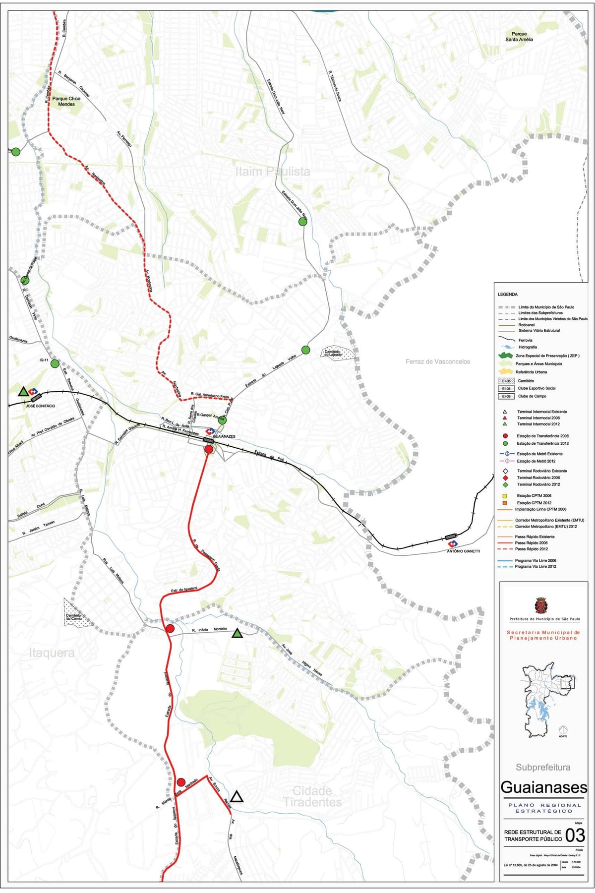 Harta Guaianazes São Paulo - transportul Public