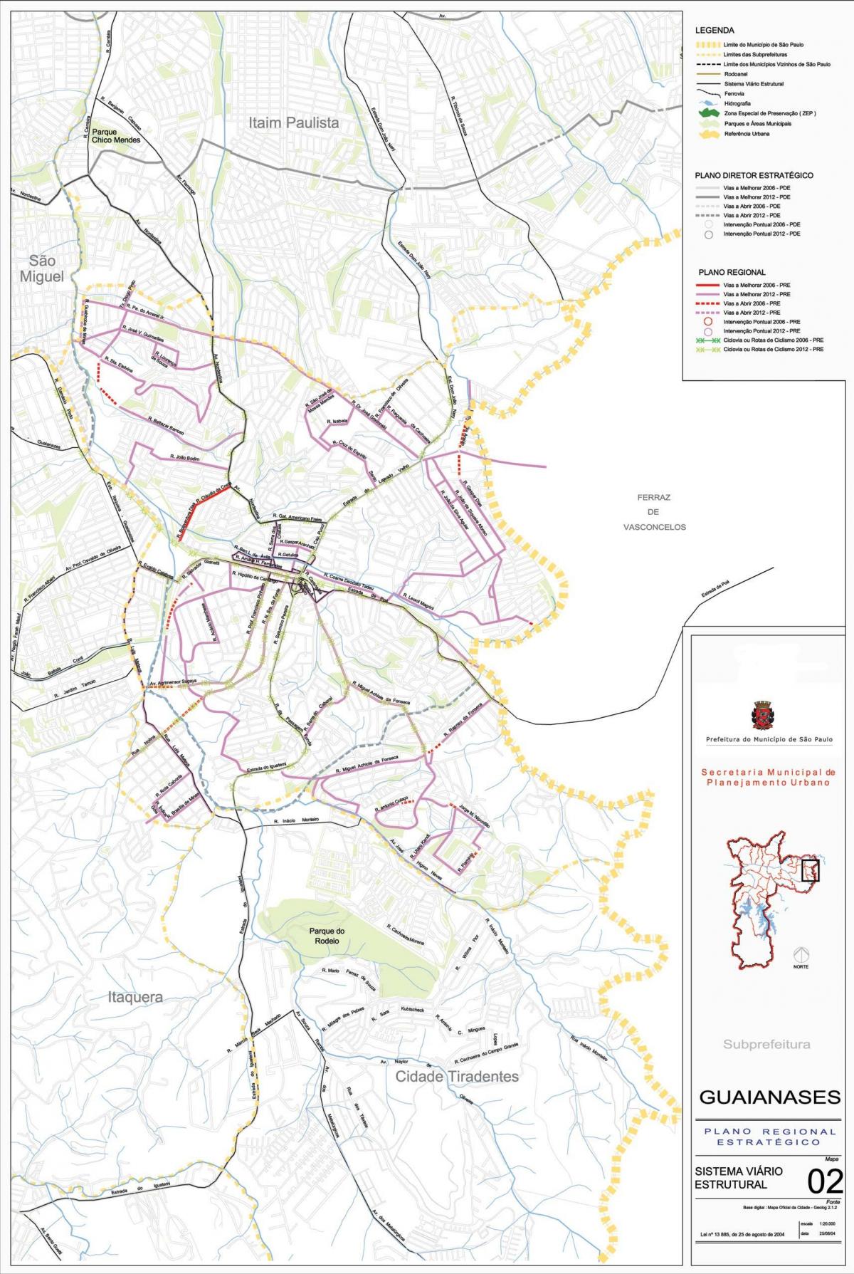 Harta Guaianazes São Paulo - Drumuri