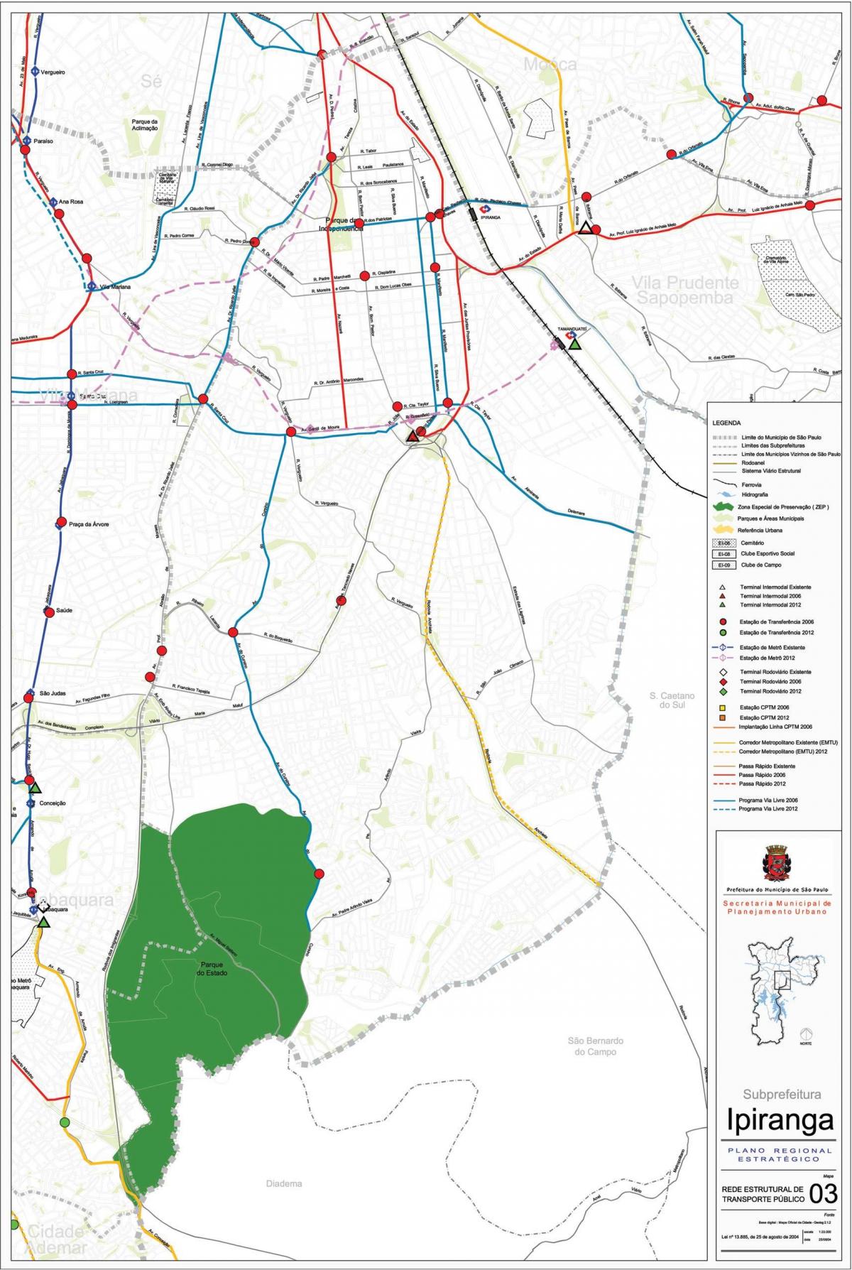 Harta Ipiranga São Paulo - transportul Public
