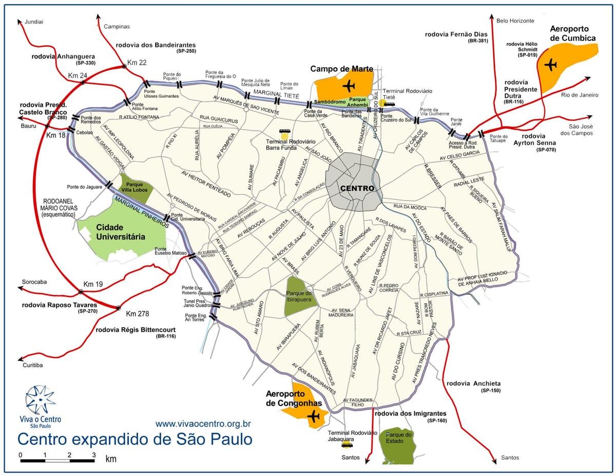 Harta de mare centru de São Paulo