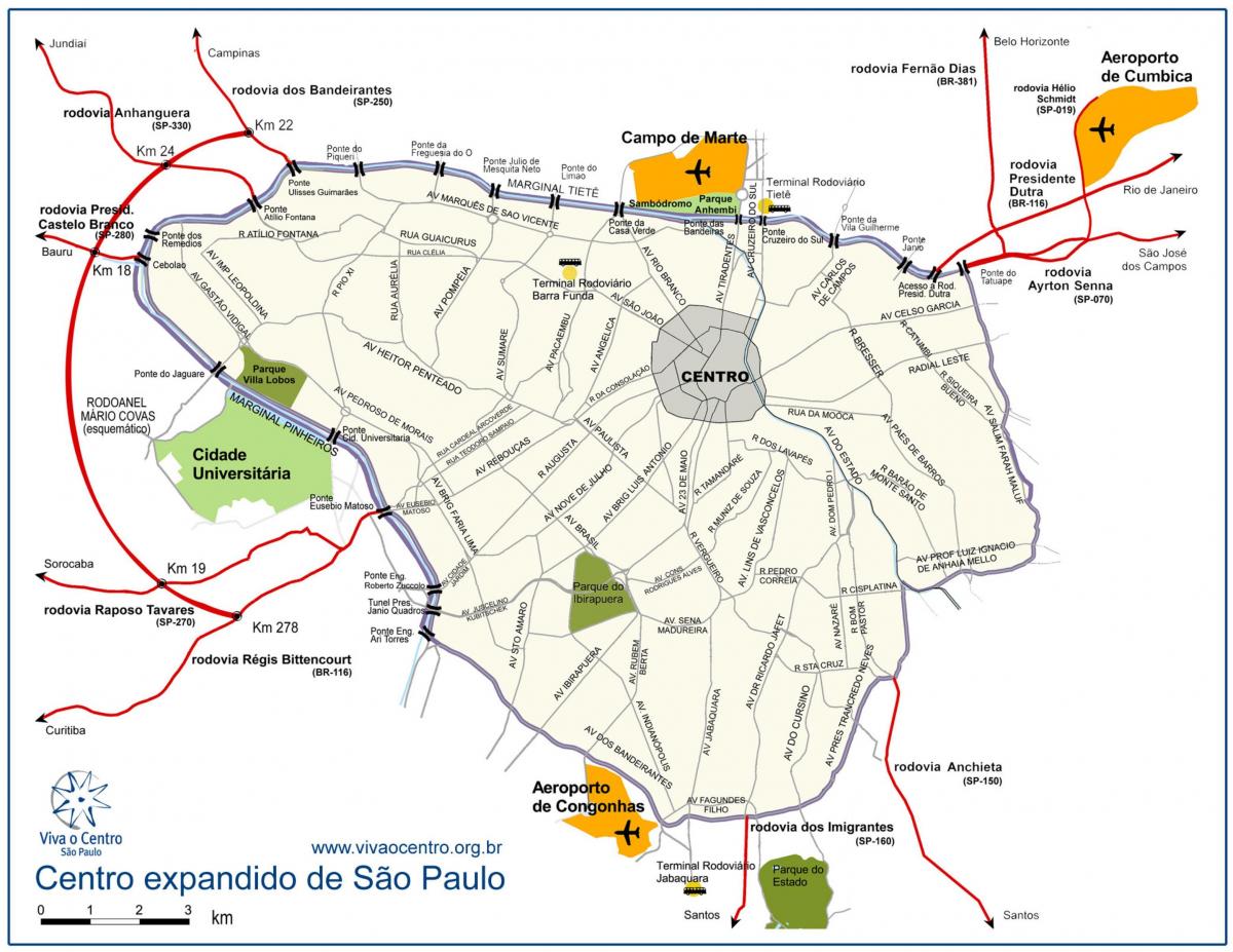 Harta de mare centru de São Paulo