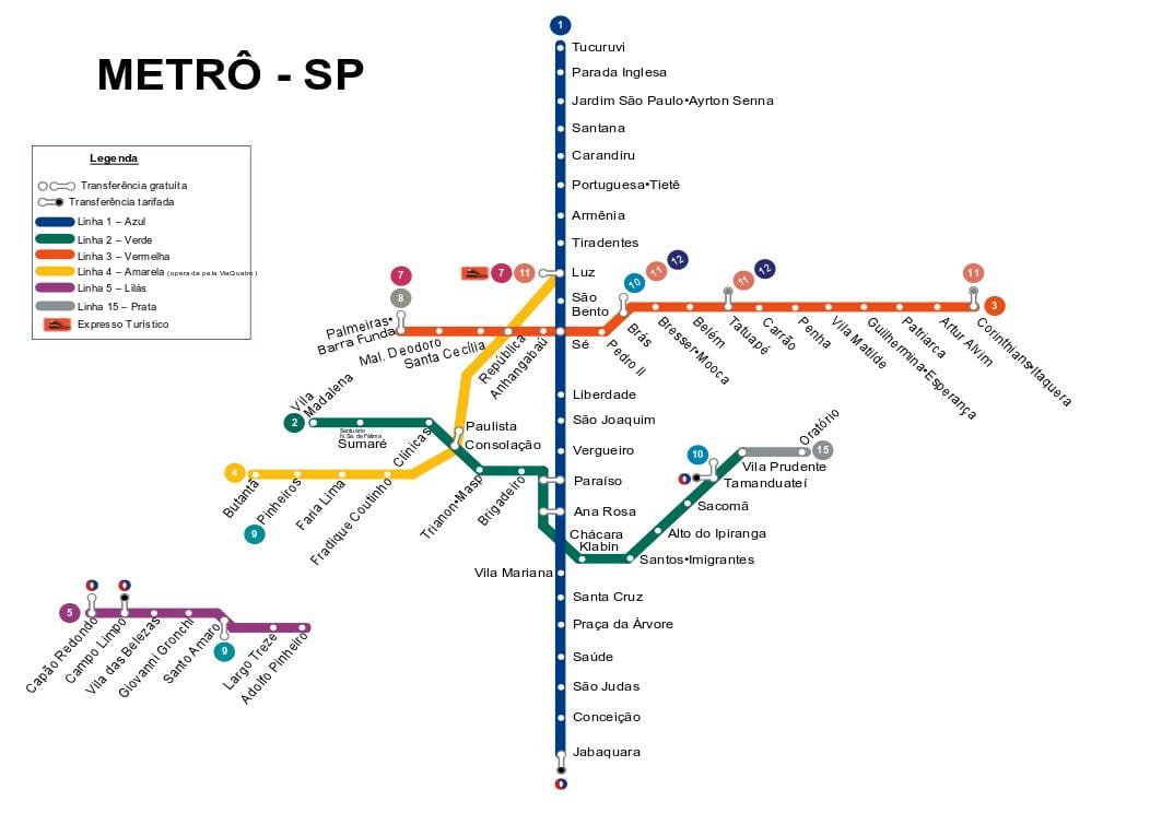 Hartă de metrou São Paulo