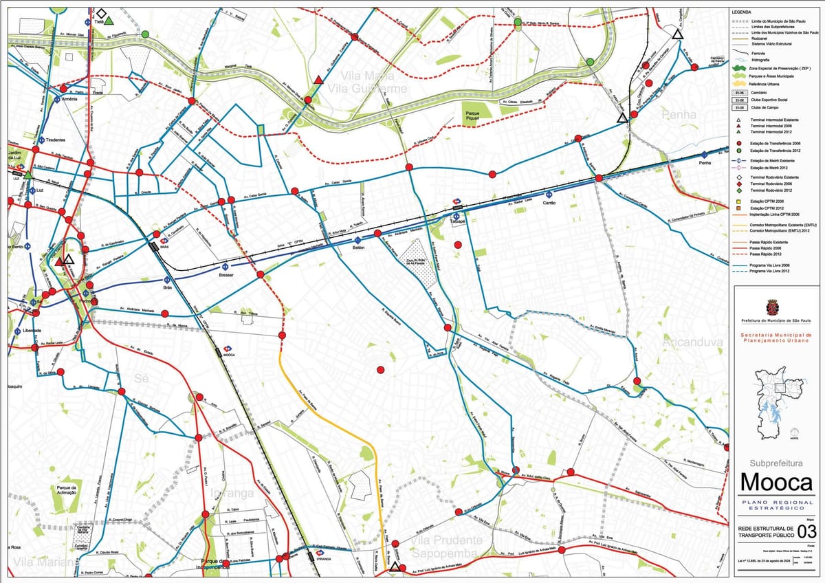 Harta de Mooca São Paulo - transportul Public