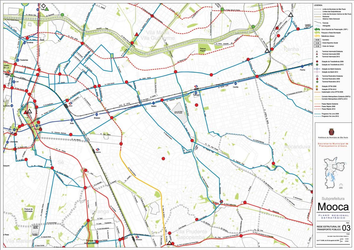 Harta de Mooca São Paulo - transportul Public