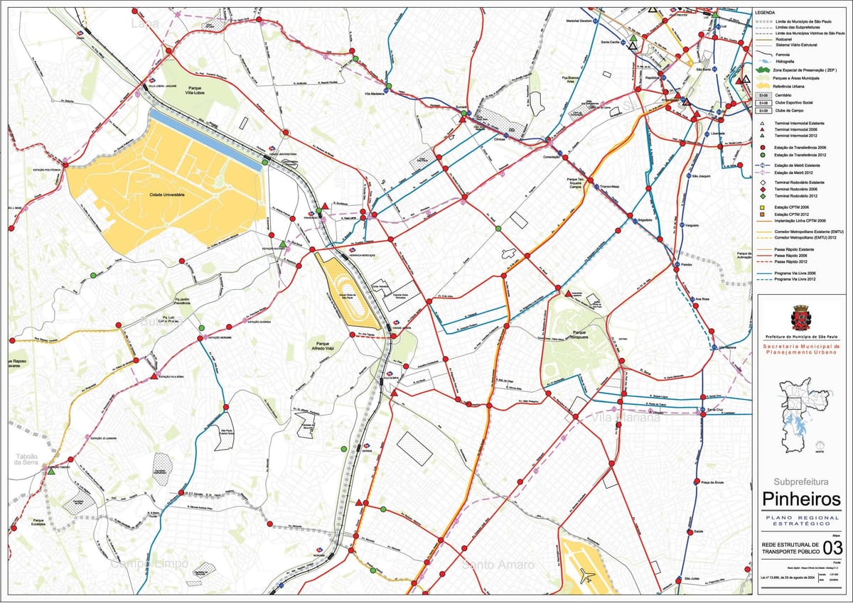 Harta Pinheiros São Paulo - transportul Public