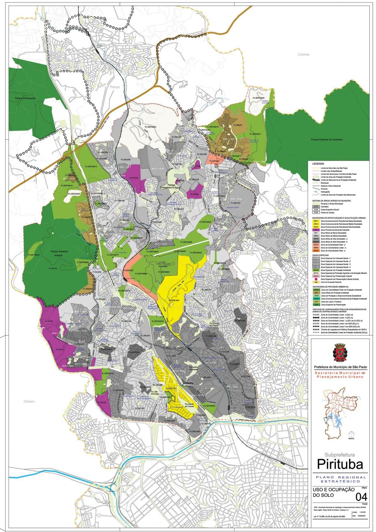 Harta Pirituba-Jaraguá São Paulo - Ocupație a solului