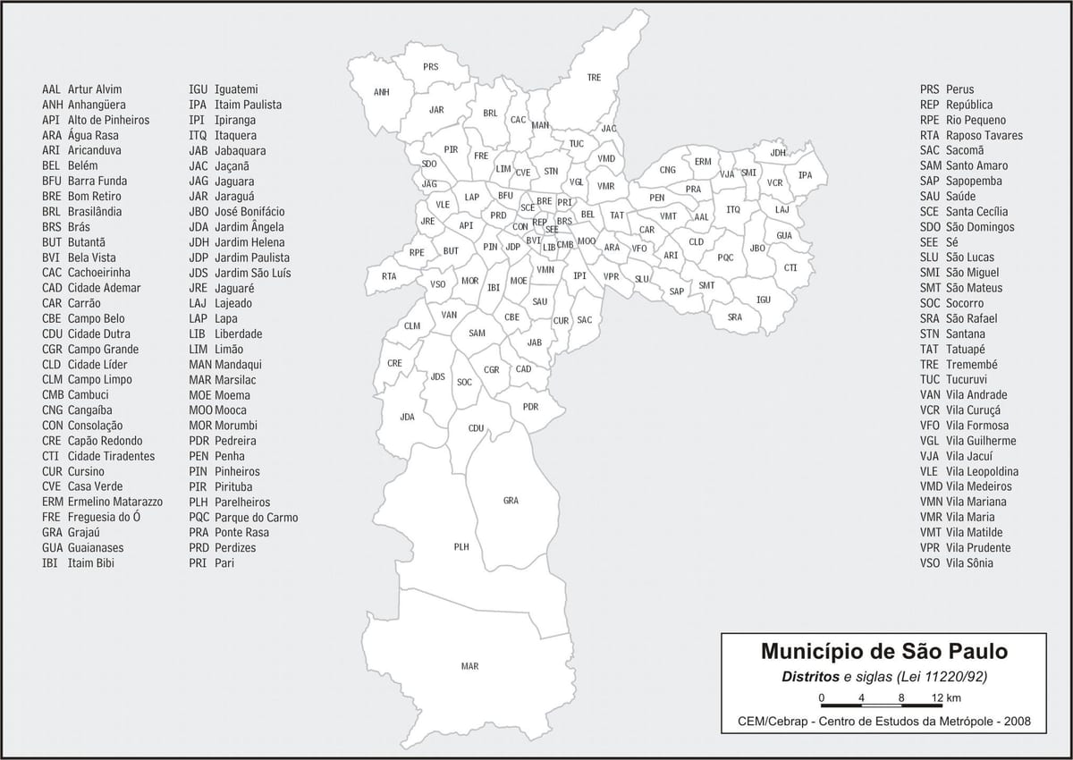 Harta districtelor São Paulo