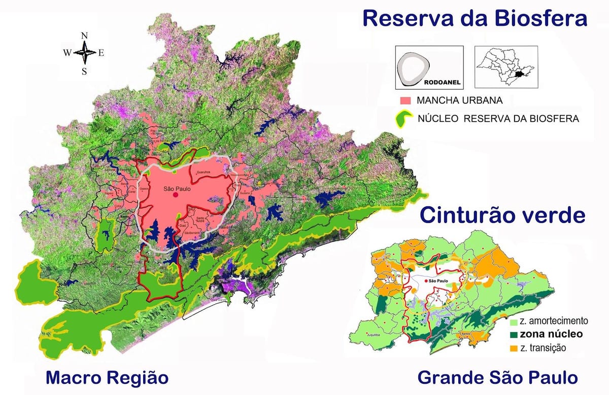 Harta de rezervație a biosferei de centura verde din São Paulo