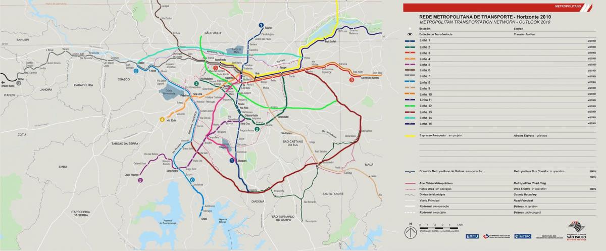 Harta rețelei de transport São Paulo