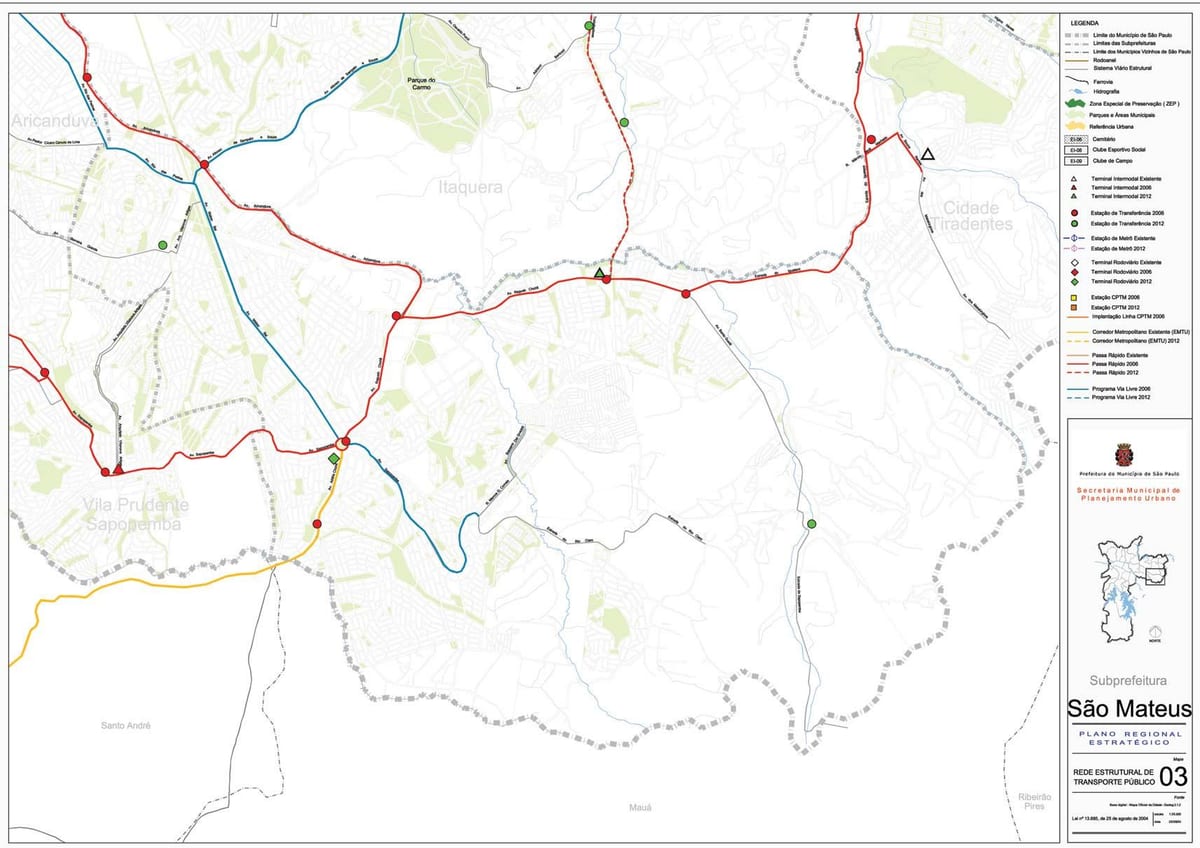Harta San Mateus São Paulo - transportul Public