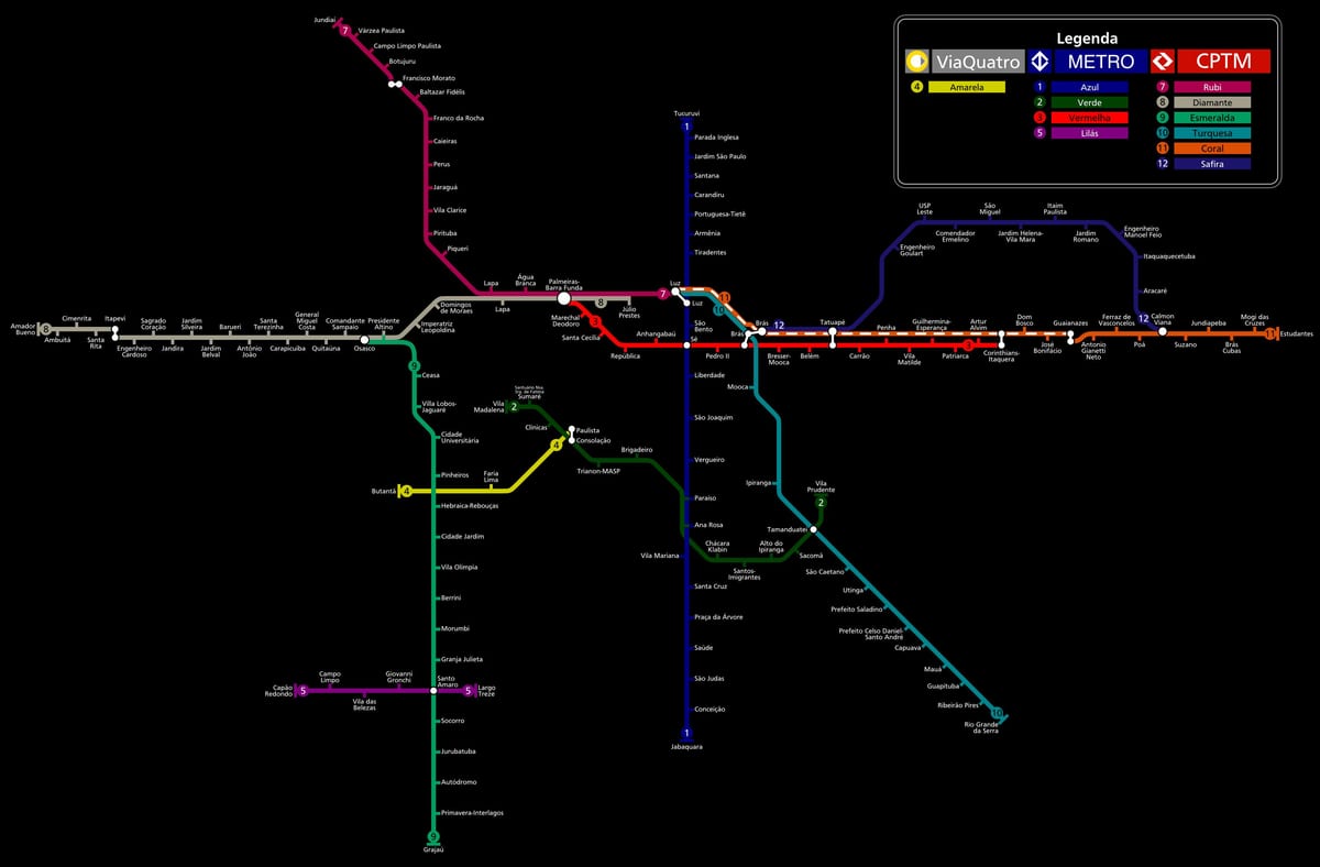 Harta São Paulo CPTM metrou