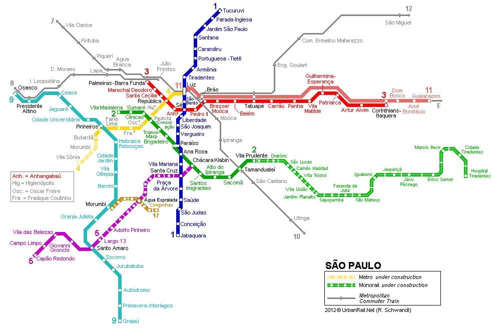 Harta São Paulo monorai