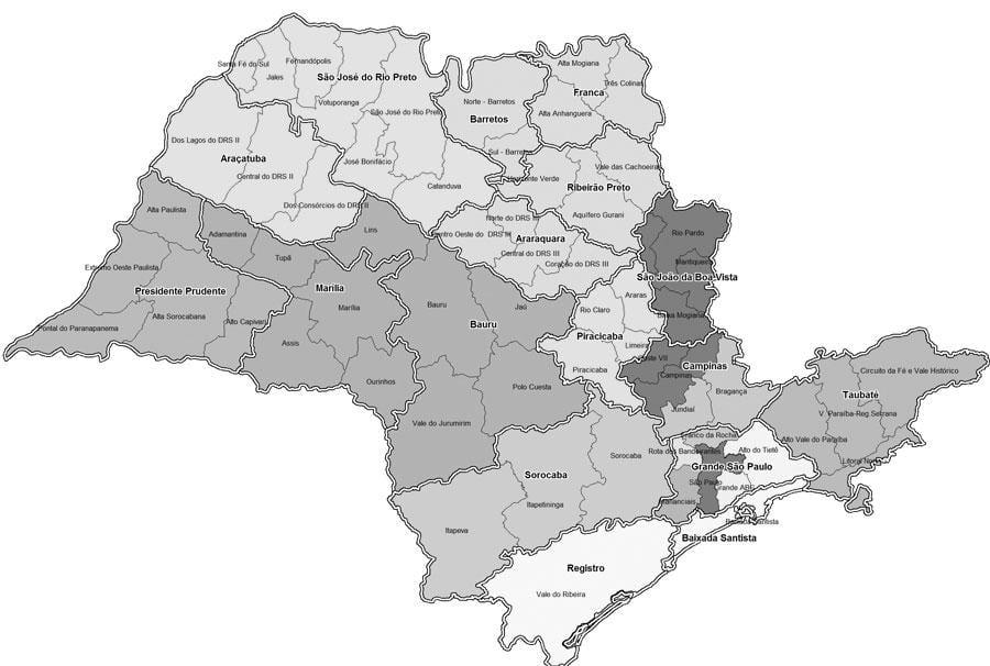 Harta São Paulo negru și alb