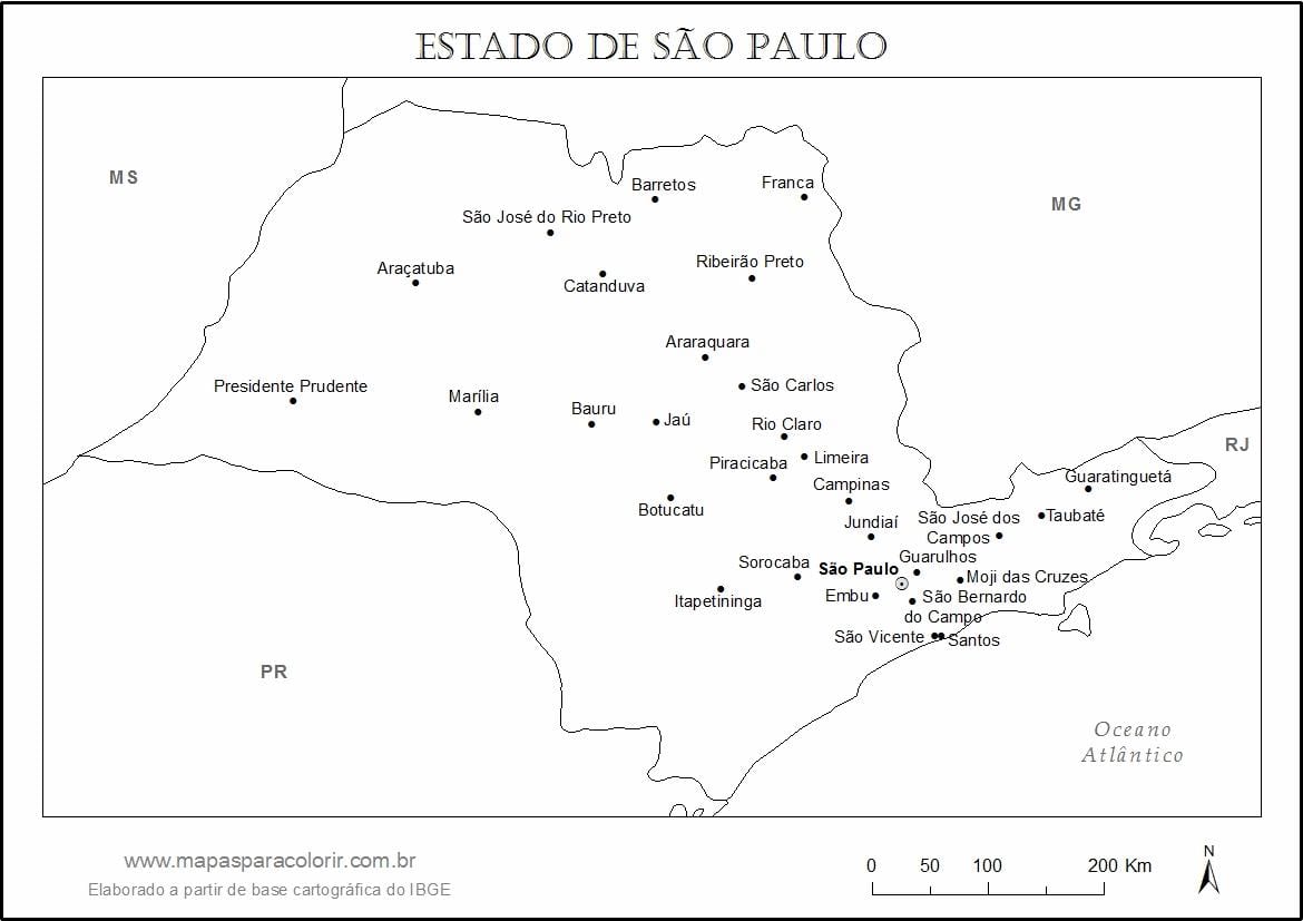 Harta São Paulo virgin - principalele orașe