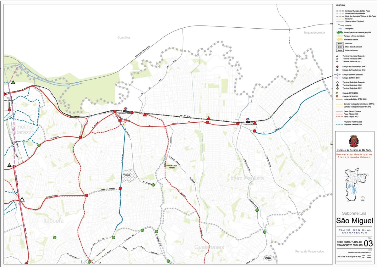 Harta San Miguel Paulista São Paulo - transportul Public