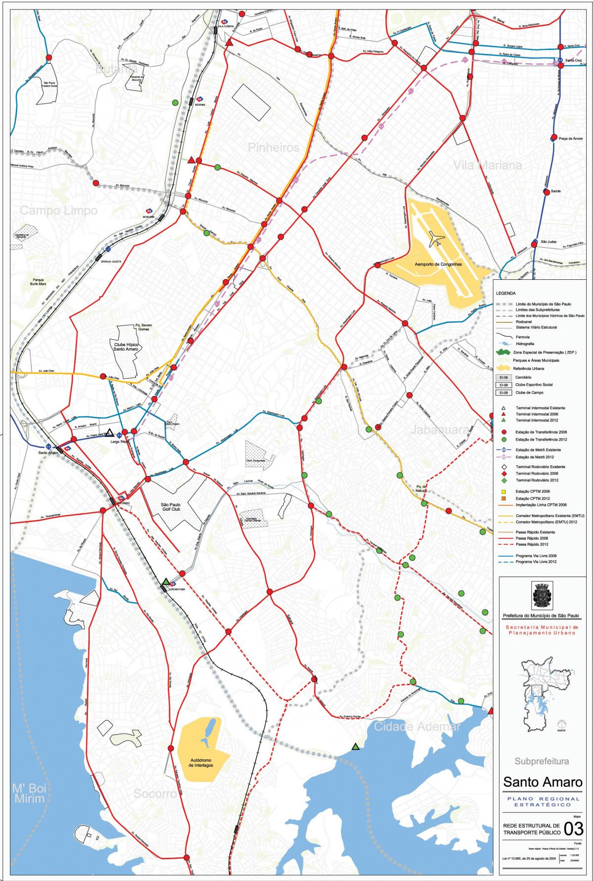 Harta Santo Amaro São Paulo - transportul Public