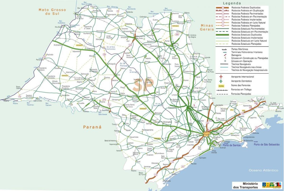 Harta São Paulo autostrăzi
