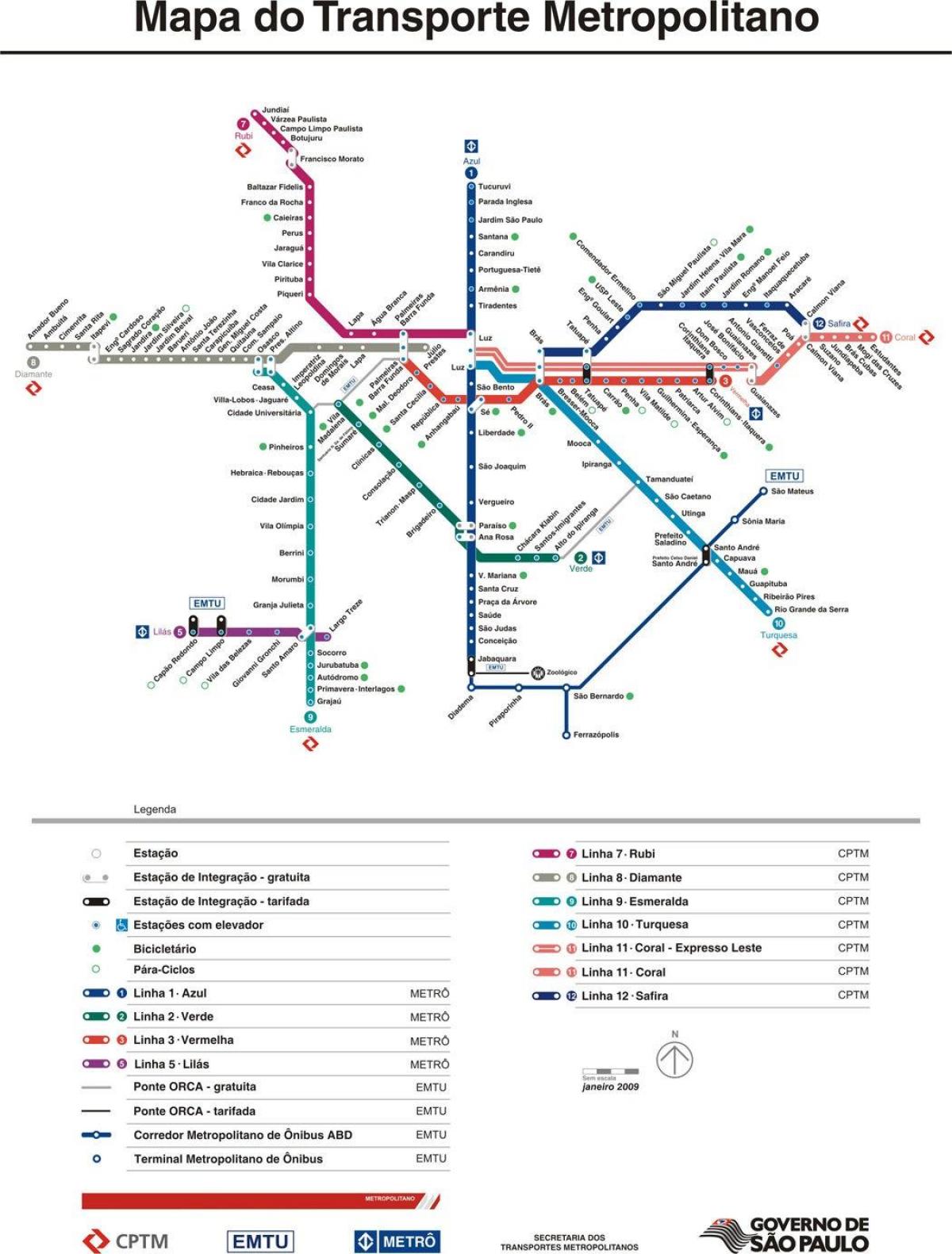 Harta São Paulo CPTM transport
