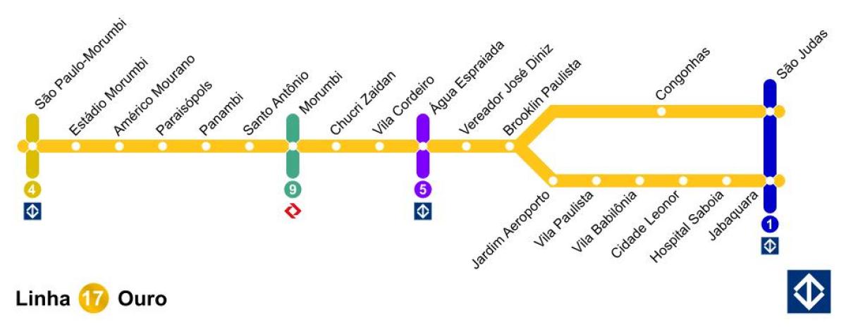 Harta São Paulo monorai - Line 17 - Aur