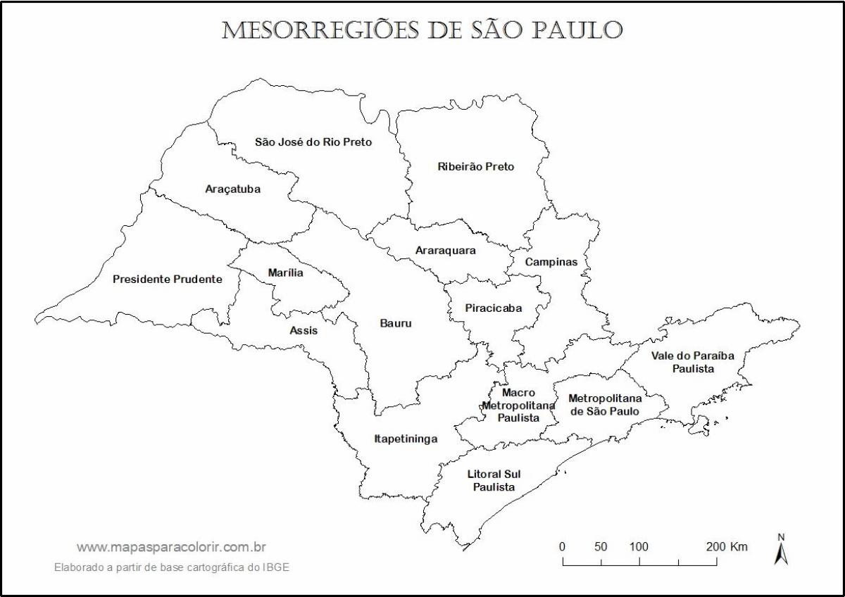 Harta São Paulo virgin - regiuni nume