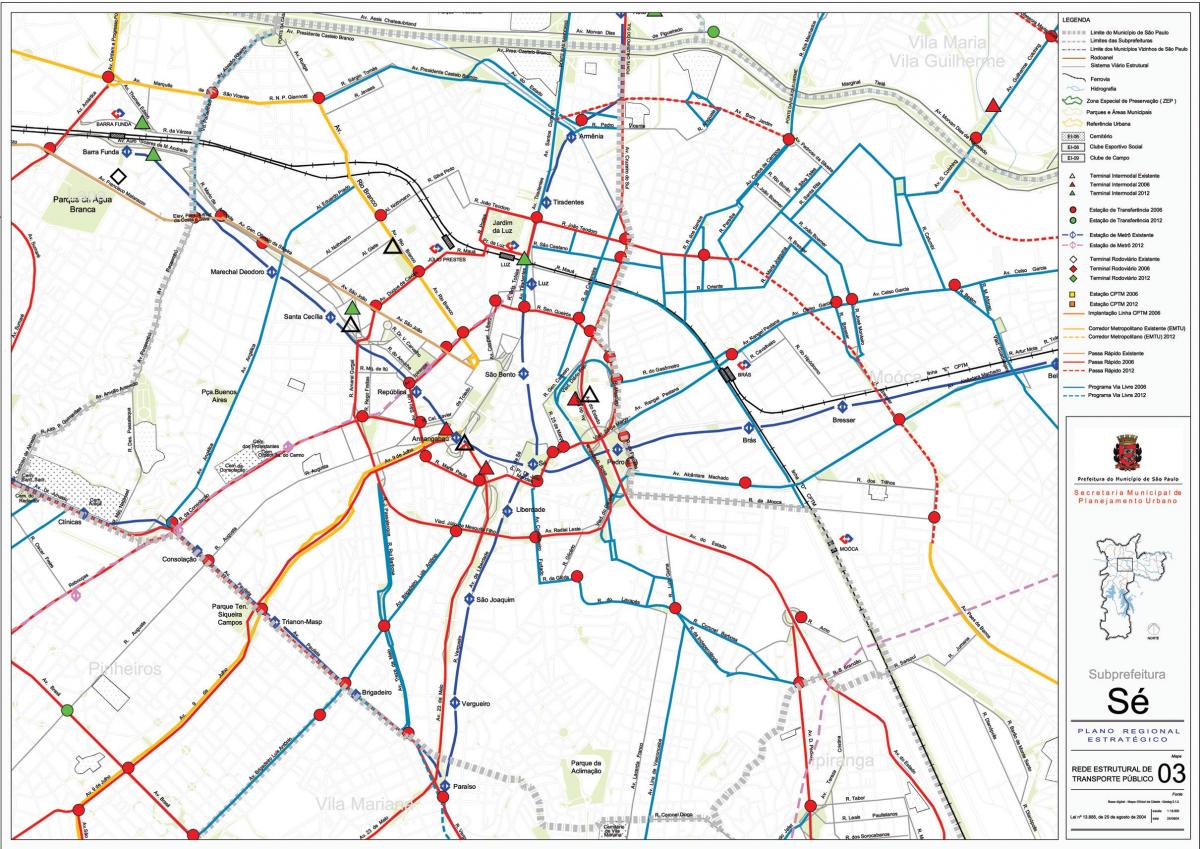Harta Sé São Paulo - transportul Public
