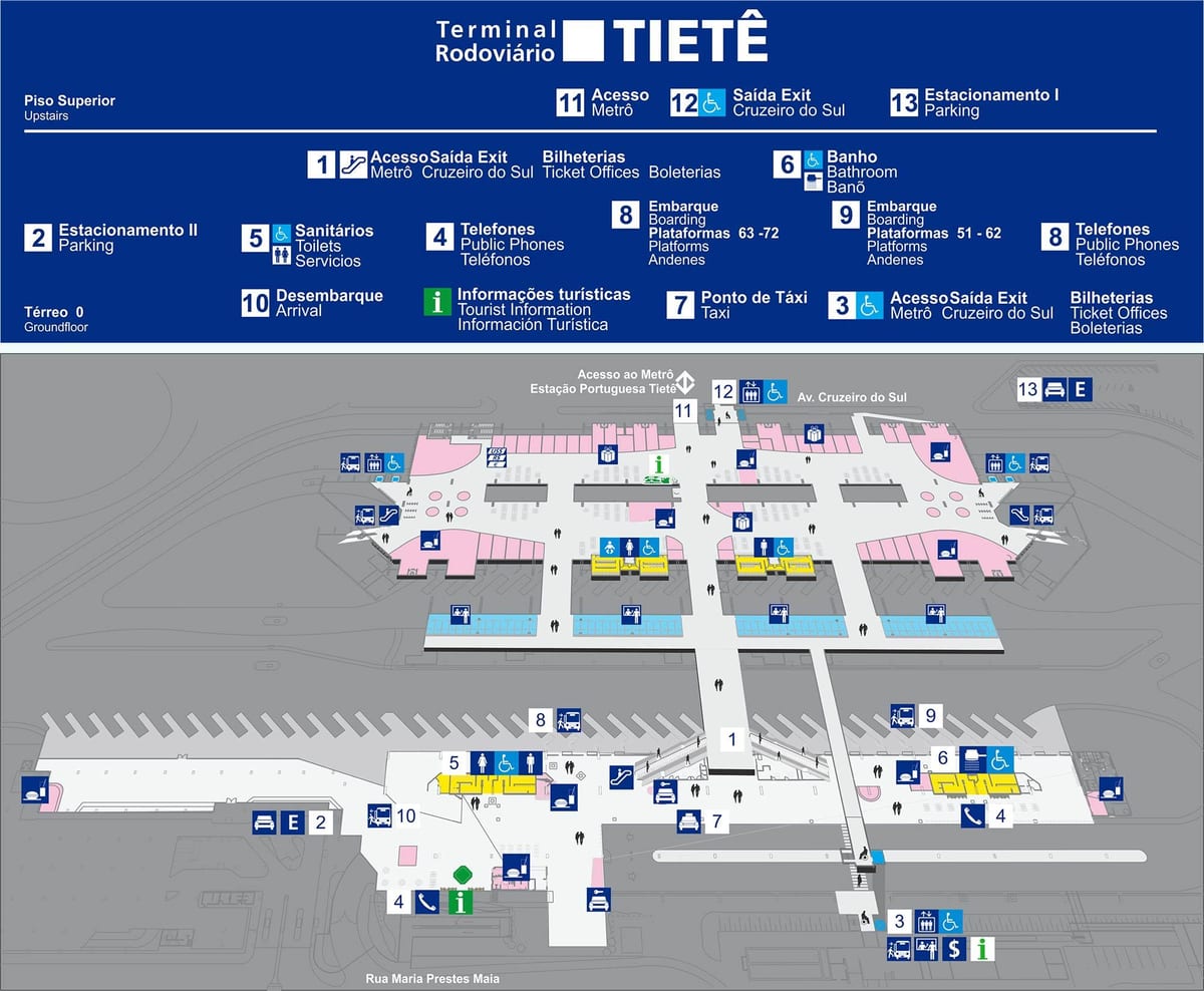 Harta de terminalul de autobuz Tiete - etaj superior