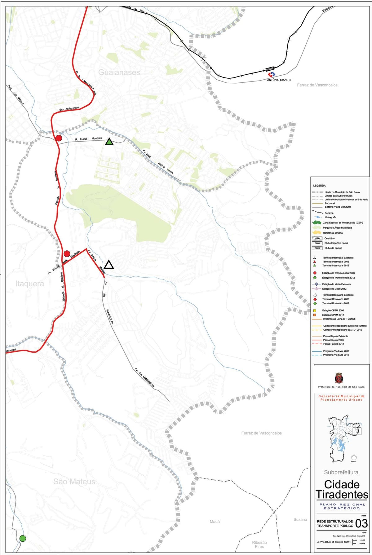 Harta Tiradentes São Paulo - transportul Public