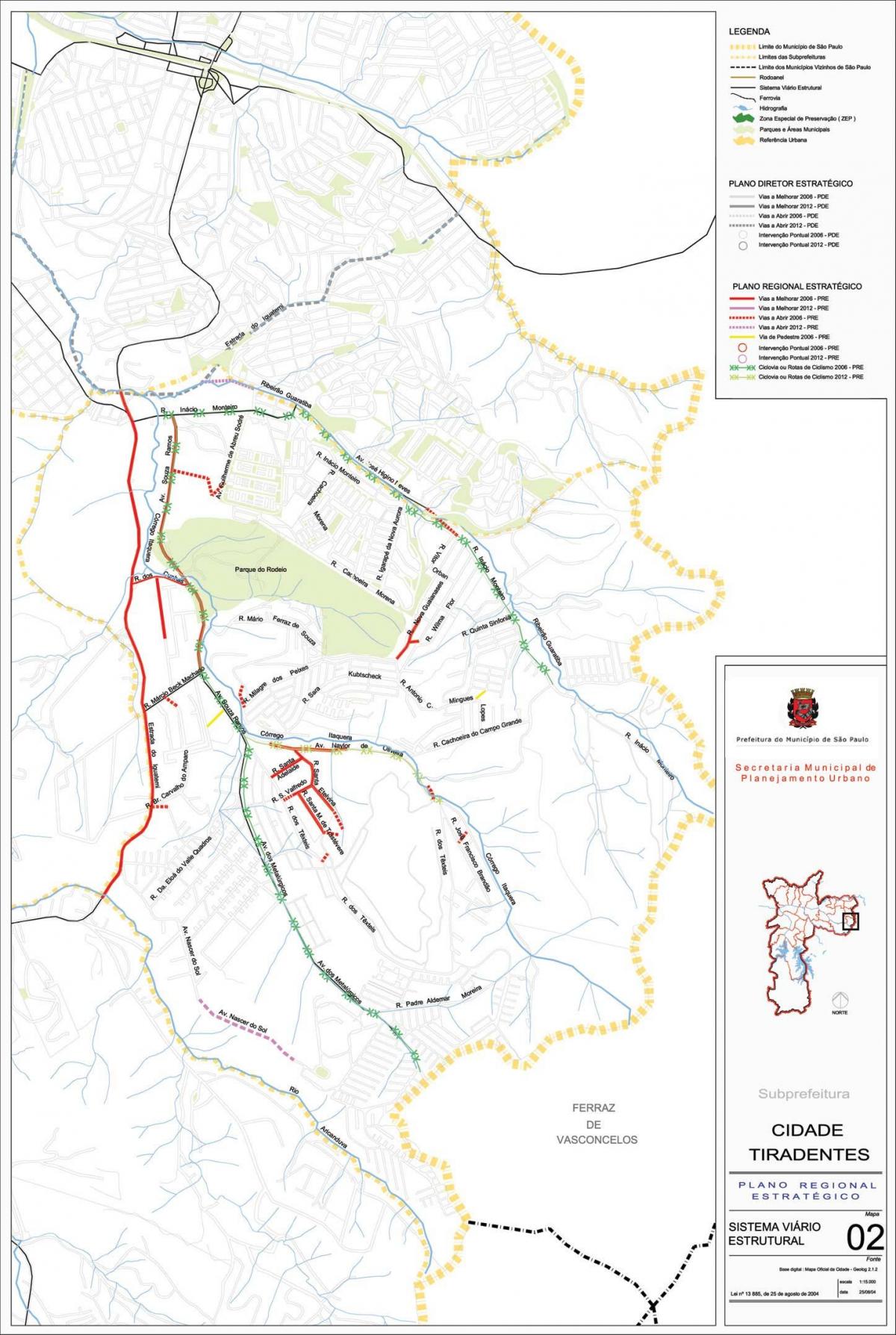 Harta Tiradentes São Paulo - Drumuri