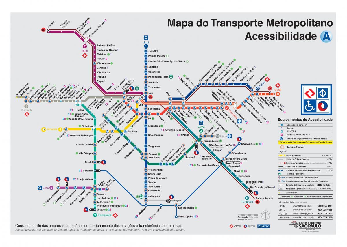 Harta de transport Sao Paulo - Acces pentru persoane cu handicap