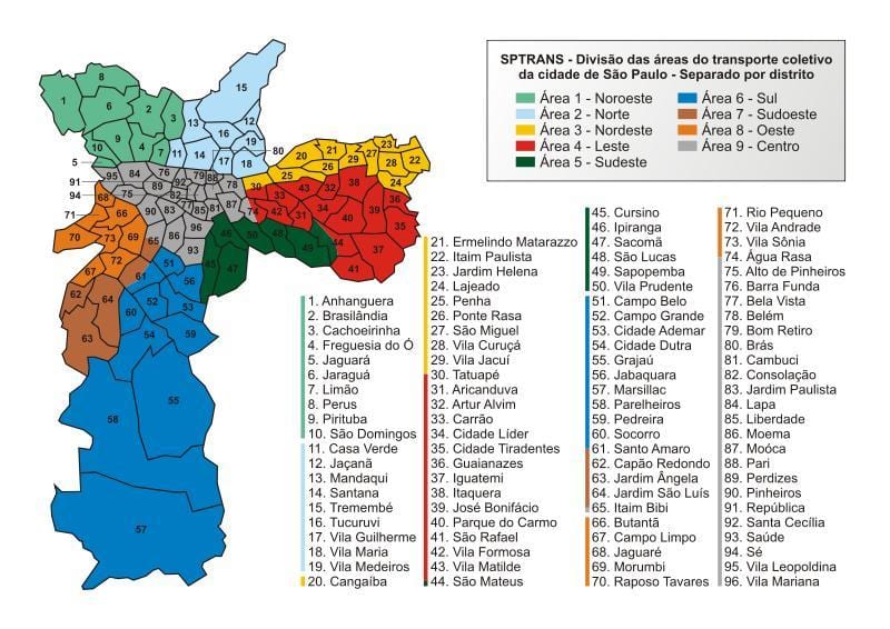 Harta transportului public SPTrans