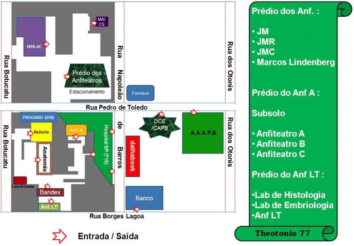 Harta de la universitatea federală din São Paulo - UNIFESP