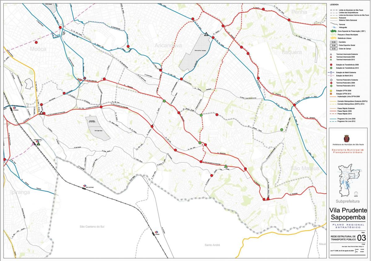 Harta Vila Prudente São Paulo - transportul Public