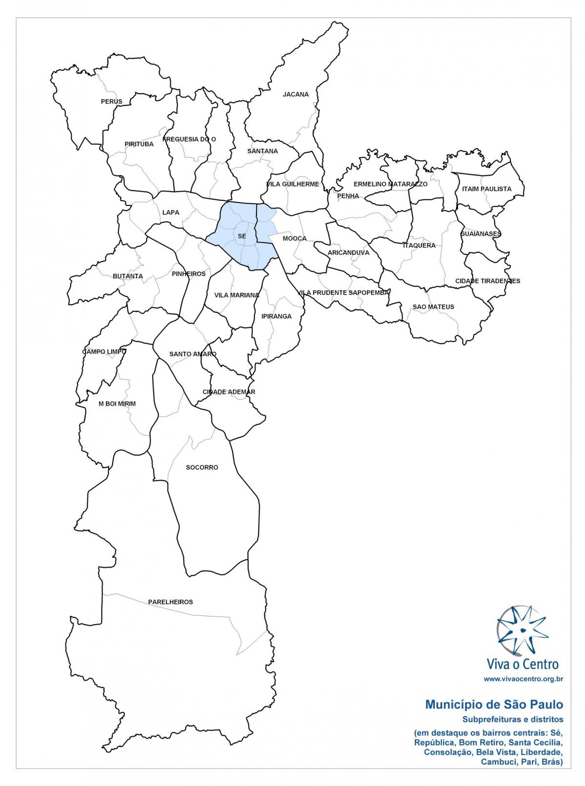 Harta zona Centrală São Paulo